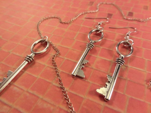 Schlüssel Ohrringe Vintage Optik Schloss Key